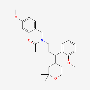 molecular formula C27H37NO4 B5193339 N-[3-(2,2-dimethyltetrahydro-2H-pyran-4-yl)-3-(2-methoxyphenyl)propyl]-N-(4-methoxybenzyl)acetamide CAS No. 5936-31-2