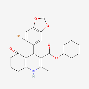cyclohexyl 4-(6-bromo-1,3-benzodioxol-5-yl)-2-methyl-5-oxo-1,4,5,6,7,8-hexahydro-3-quinolinecarboxylate
