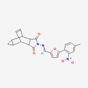 molecular formula C23H19N3O5 B5193371 4-({[5-(4-methyl-2-nitrophenyl)-2-furyl]methylene}amino)-4-azatetracyclo[5.3.2.0~2,6~.0~8,10~]dodec-11-ene-3,5-dione 