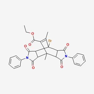 molecular formula C29H25BrN2O6 B5193376 ethyl 7-bromo-1,14-dimethyl-3,5,9,11-tetraoxo-4,10-diphenyl-4,10-diazatetracyclo[5.5.2.0~2,6~.0~8,12~]tetradec-13-ene-13-carboxylate 