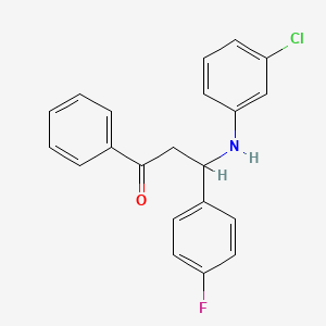 molecular formula C21H17ClFNO B5193386 3-[(3-chlorophenyl)amino]-3-(4-fluorophenyl)-1-phenyl-1-propanone 