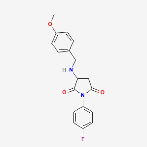 molecular formula C18H17FN2O3 B5193430 1-(4-fluorophenyl)-3-[(4-methoxybenzyl)amino]-2,5-pyrrolidinedione 