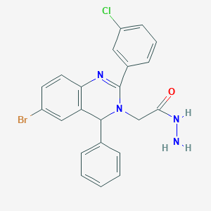 molecular formula C22H18BrClN4O B5193446 2-[6-bromo-2-(3-chlorophenyl)-4-phenyl-3(4H)-quinazolinyl]acetohydrazide 