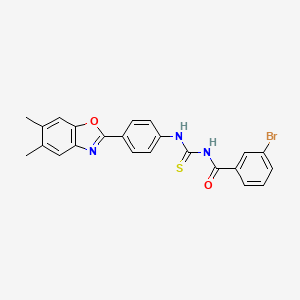 3-bromo-N-({[4-(5,6-dimethyl-1,3-benzoxazol-2-yl)phenyl]amino}carbonothioyl)benzamide