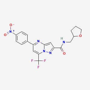molecular formula C19H16F3N5O4 B5193525 5-(4-nitrophenyl)-N-(tetrahydro-2-furanylmethyl)-7-(trifluoromethyl)pyrazolo[1,5-a]pyrimidine-2-carboxamide 