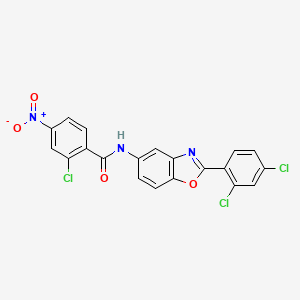 molecular formula C20H10Cl3N3O4 B5193529 2-chloro-N-[2-(2,4-dichlorophenyl)-1,3-benzoxazol-5-yl]-4-nitrobenzamide 