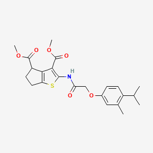 molecular formula C23H27NO6S B5193540 dimethyl 2-{[(4-isopropyl-3-methylphenoxy)acetyl]amino}-5,6-dihydro-4H-cyclopenta[b]thiophene-3,4-dicarboxylate 
