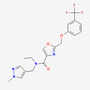 molecular formula C19H19F3N4O3 B5193580 N-ethyl-N-[(1-methyl-1H-pyrazol-4-yl)methyl]-2-{[3-(trifluoromethyl)phenoxy]methyl}-1,3-oxazole-4-carboxamide 