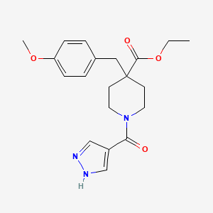 molecular formula C20H25N3O4 B5193604 ethyl 4-(4-methoxybenzyl)-1-(1H-pyrazol-4-ylcarbonyl)-4-piperidinecarboxylate 