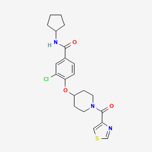 molecular formula C21H24ClN3O3S B5193635 3-chloro-N-cyclopentyl-4-{[1-(1,3-thiazol-4-ylcarbonyl)-4-piperidinyl]oxy}benzamide 