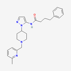 molecular formula C25H31N5O B5193685 N-(1-{1-[(6-methyl-2-pyridinyl)methyl]-4-piperidinyl}-1H-pyrazol-5-yl)-4-phenylbutanamide 