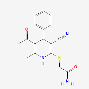 molecular formula C17H17N3O2S B5193717 2-[(5-acetyl-3-cyano-6-methyl-4-phenyl-1,4-dihydro-2-pyridinyl)thio]acetamide 