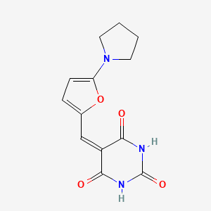 molecular formula C13H13N3O4 B5193746 5-{[5-(1-pyrrolidinyl)-2-furyl]methylene}-2,4,6(1H,3H,5H)-pyrimidinetrione 