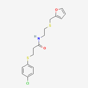 molecular formula C16H18ClNO2S2 B5193763 3-[(4-chlorophenyl)thio]-N-{2-[(2-furylmethyl)thio]ethyl}propanamide 