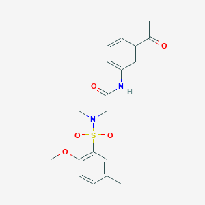 molecular formula C19H22N2O5S B5193794 N~1~-(3-acetylphenyl)-N~2~-[(2-methoxy-5-methylphenyl)sulfonyl]-N~2~-methylglycinamide 