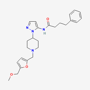 molecular formula C25H32N4O3 B5193828 N-[1-(1-{[5-(methoxymethyl)-2-furyl]methyl}-4-piperidinyl)-1H-pyrazol-5-yl]-4-phenylbutanamide 