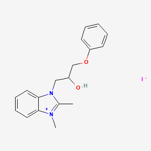 3-(2-hydroxy-3-phenoxypropyl)-1,2-dimethyl-1H-3,1-benzimidazol-3-ium iodide