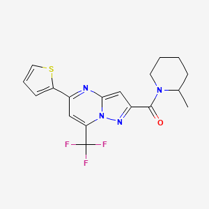 molecular formula C18H17F3N4OS B5193881 2-[(2-methyl-1-piperidinyl)carbonyl]-5-(2-thienyl)-7-(trifluoromethyl)pyrazolo[1,5-a]pyrimidine 