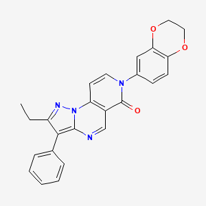 molecular formula C25H20N4O3 B5193925 7-(2,3-dihydro-1,4-benzodioxin-6-yl)-2-ethyl-3-phenylpyrazolo[1,5-a]pyrido[3,4-e]pyrimidin-6(7H)-one 