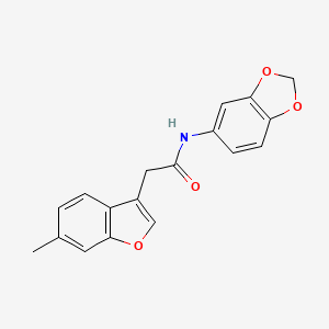 molecular formula C18H15NO4 B5193954 N-1,3-benzodioxol-5-yl-2-(6-methyl-1-benzofuran-3-yl)acetamide 