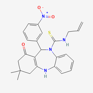 molecular formula C25H26N4O3S B5193961 N-allyl-3,3-dimethyl-11-(3-nitrophenyl)-1-oxo-1,2,3,4,5,11-hexahydro-10H-dibenzo[b,e][1,4]diazepine-10-carbothioamide 