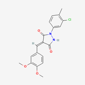 molecular formula C19H17ClN2O4 B5194029 1-(3-chloro-4-methylphenyl)-4-(3,4-dimethoxybenzylidene)-3,5-pyrazolidinedione 