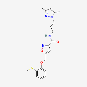 molecular formula C20H24N4O3S B5194051 N-[3-(3,5-dimethyl-1H-pyrazol-1-yl)propyl]-5-{[2-(methylthio)phenoxy]methyl}-3-isoxazolecarboxamide 