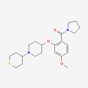molecular formula C22H32N2O3S B5194162 4-[5-methoxy-2-(1-pyrrolidinylcarbonyl)phenoxy]-1-(tetrahydro-2H-thiopyran-4-yl)piperidine 