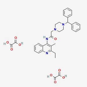 molecular formula C35H38N4O9 B5194170 2-[4-(diphenylmethyl)-1-piperazinyl]-N-(2-ethyl-3-methyl-4-quinolinyl)acetamide diethanedioate 