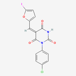 1-(4-chlorophenyl)-5-[(5-iodo-2-furyl)methylene]-2,4,6(1H,3H,5H)-pyrimidinetrione