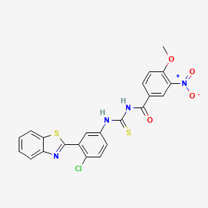 molecular formula C22H15ClN4O4S2 B5194201 N-({[3-(1,3-benzothiazol-2-yl)-4-chlorophenyl]amino}carbonothioyl)-4-methoxy-3-nitrobenzamide 