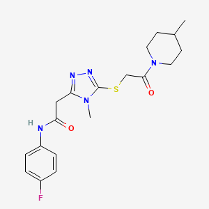 molecular formula C19H24FN5O2S B5194230 N-(4-fluorophenyl)-2-(4-methyl-5-{[2-(4-methyl-1-piperidinyl)-2-oxoethyl]thio}-4H-1,2,4-triazol-3-yl)acetamide 