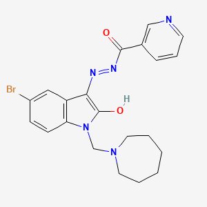 molecular formula C21H22BrN5O2 B5194275 N'-[1-(1-azepanylmethyl)-5-bromo-2-oxo-1,2-dihydro-3H-indol-3-ylidene]nicotinohydrazide 