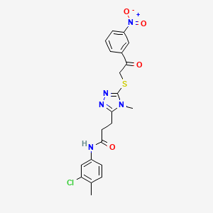 molecular formula C21H20ClN5O4S B5194291 N-(3-chloro-4-methylphenyl)-3-(4-methyl-5-{[2-(3-nitrophenyl)-2-oxoethyl]thio}-4H-1,2,4-triazol-3-yl)propanamide 