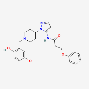 molecular formula C25H30N4O4 B5194299 N-{1-[1-(2-hydroxy-5-methoxybenzyl)-4-piperidinyl]-1H-pyrazol-5-yl}-3-phenoxypropanamide 