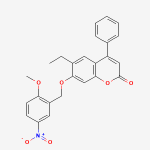 molecular formula C25H21NO6 B5194365 6-ethyl-7-[(2-methoxy-5-nitrobenzyl)oxy]-4-phenyl-2H-chromen-2-one 