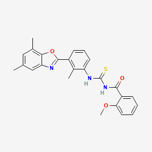 molecular formula C25H23N3O3S B5194381 N-({[3-(5,7-dimethyl-1,3-benzoxazol-2-yl)-2-methylphenyl]amino}carbonothioyl)-2-methoxybenzamide 