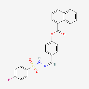 molecular formula C24H17FN2O4S B5194402 4-{2-[(4-fluorophenyl)sulfonyl]carbonohydrazonoyl}phenyl 1-naphthoate 
