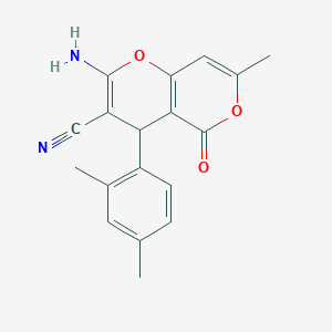 2-amino-4-(2,4-dimethylphenyl)-7-methyl-5-oxo-4H,5H-pyrano[4,3-b]pyran-3-carbonitrile