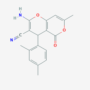 molecular formula C18H16N2O3 B5194410 2-amino-4-(2,4-dimethylphenyl)-7-methyl-5-oxo-4H,5H-pyrano[4,3-b]pyran-3-carbonitrile 