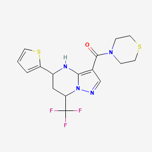 molecular formula C16H17F3N4OS2 B5194574 5-(2-thienyl)-3-(4-thiomorpholinylcarbonyl)-7-(trifluoromethyl)-4,5,6,7-tetrahydropyrazolo[1,5-a]pyrimidine 