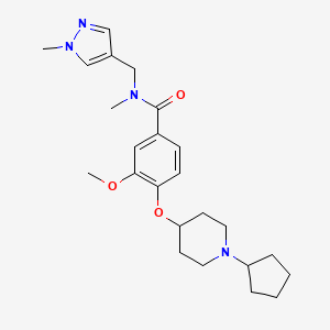 molecular formula C24H34N4O3 B5194592 4-[(1-cyclopentyl-4-piperidinyl)oxy]-3-methoxy-N-methyl-N-[(1-methyl-1H-pyrazol-4-yl)methyl]benzamide 