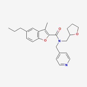 molecular formula C24H28N2O3 B5194593 3-methyl-5-propyl-N-(4-pyridinylmethyl)-N-(tetrahydro-2-furanylmethyl)-1-benzofuran-2-carboxamide 