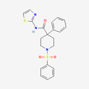 molecular formula C21H21N3O3S2 B5194615 4-phenyl-1-(phenylsulfonyl)-N-1,3-thiazol-2-yl-4-piperidinecarboxamide 