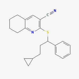 molecular formula C22H24N2S B5194654 2-[(3-cyclopropyl-1-phenylpropyl)thio]-5,6,7,8-tetrahydro-3-quinolinecarbonitrile 