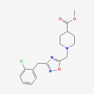 molecular formula C17H20ClN3O3 B5194657 methyl 1-{[3-(2-chlorobenzyl)-1,2,4-oxadiazol-5-yl]methyl}-4-piperidinecarboxylate 