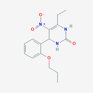 molecular formula C15H19N3O4 B5194755 6-ethyl-5-nitro-4-(2-propoxyphenyl)-3,4-dihydro-2(1H)-pyrimidinone 