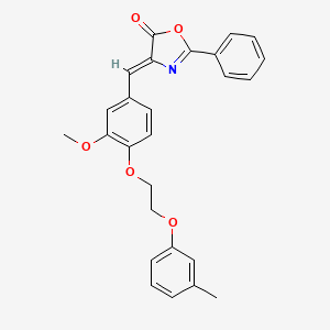 molecular formula C26H23NO5 B5194881 4-{3-methoxy-4-[2-(3-methylphenoxy)ethoxy]benzylidene}-2-phenyl-1,3-oxazol-5(4H)-one 
