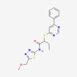 molecular formula C18H19N5O2S2 B5194922 N-[5-(methoxymethyl)-1,3,4-thiadiazol-2-yl]-2-[(6-phenyl-4-pyrimidinyl)thio]butanamide 