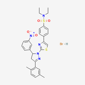 4-{2-[3-(2,5-dimethylphenyl)-5-(3-nitrophenyl)-4,5-dihydro-1H-pyrazol-1-yl]-1,3-thiazol-4-yl}-N,N-diethylbenzenesulfonamide hydrobromide